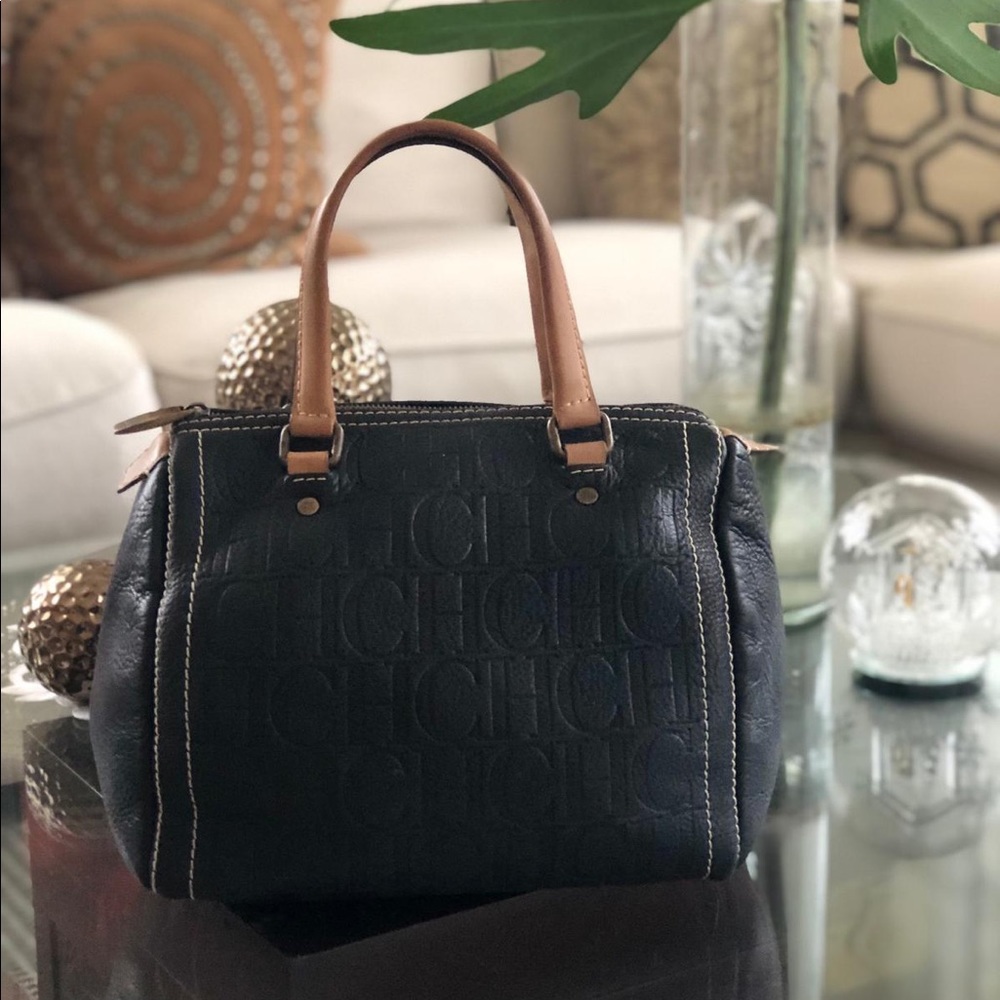 Carolina Herrera Black Monogram Leather bag